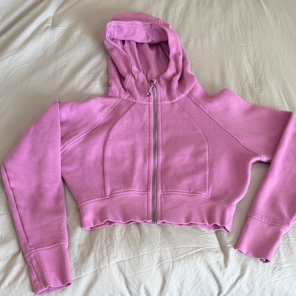 lululemon athletica Tops - Lululemon Pink/Purple Cropped Full Zip Scuba Hoodie Size 8